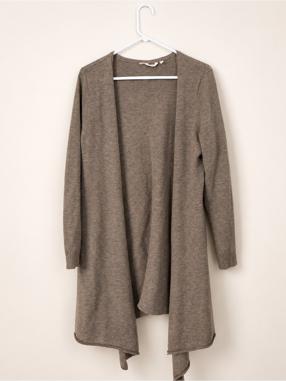 Soft Surroundings Cashmere Open Cardigan Drape Taupe Lightweight L - Picture 2 of 2